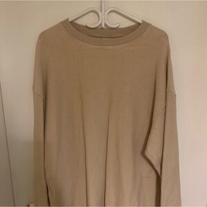AERIE Beige Crew Neck Sweater